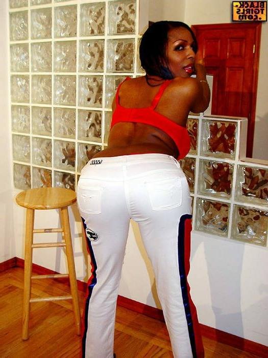 16P Black shemale showing off her big tits ass and dick