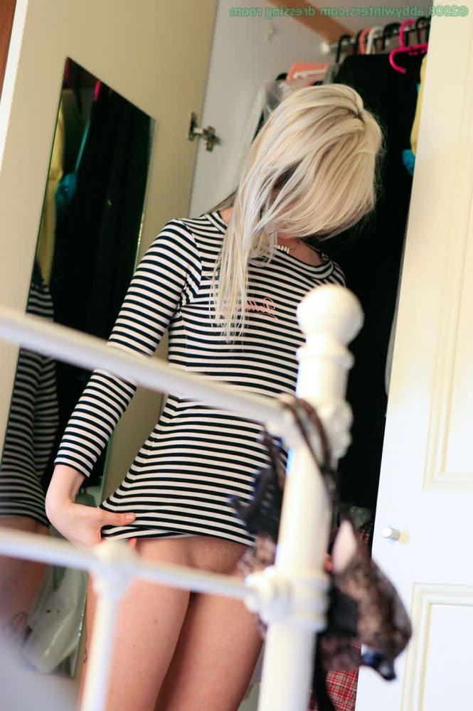 16P Slim blonde sweetie caught dressing in her bedroom on spycam