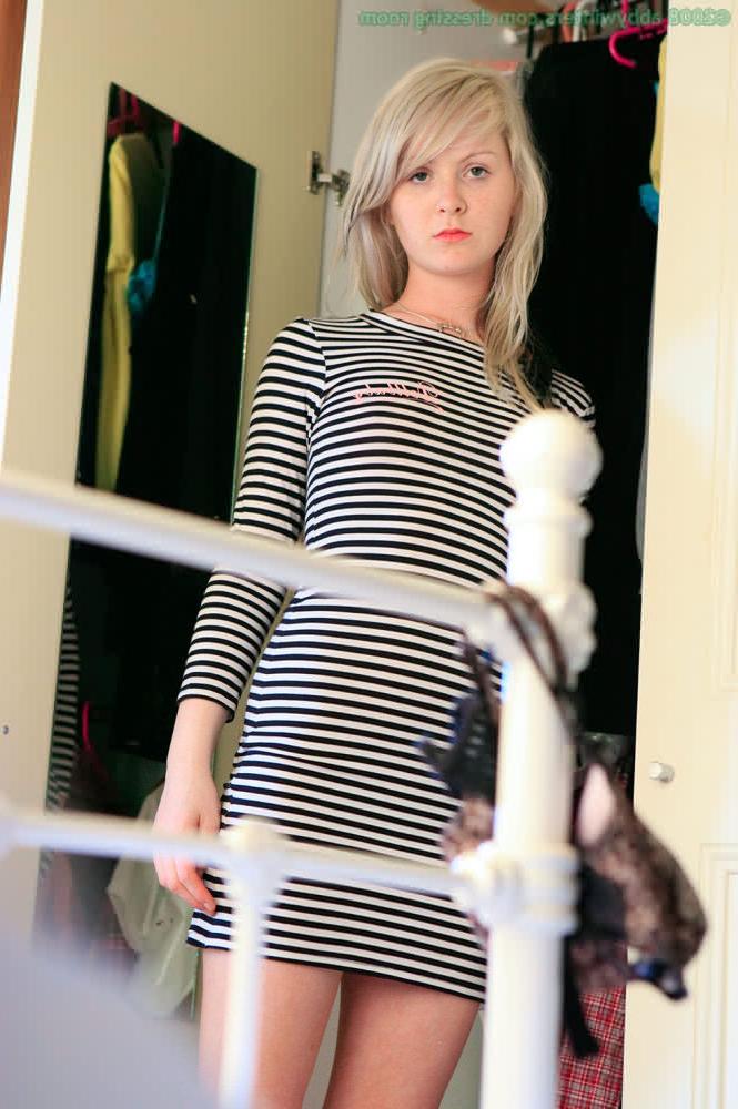 16P Slim blonde sweetie caught dressing in her bedroom on spycam