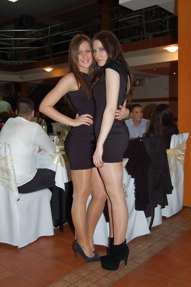 25P Teens In Formal Attire Wearing Pantyhose
