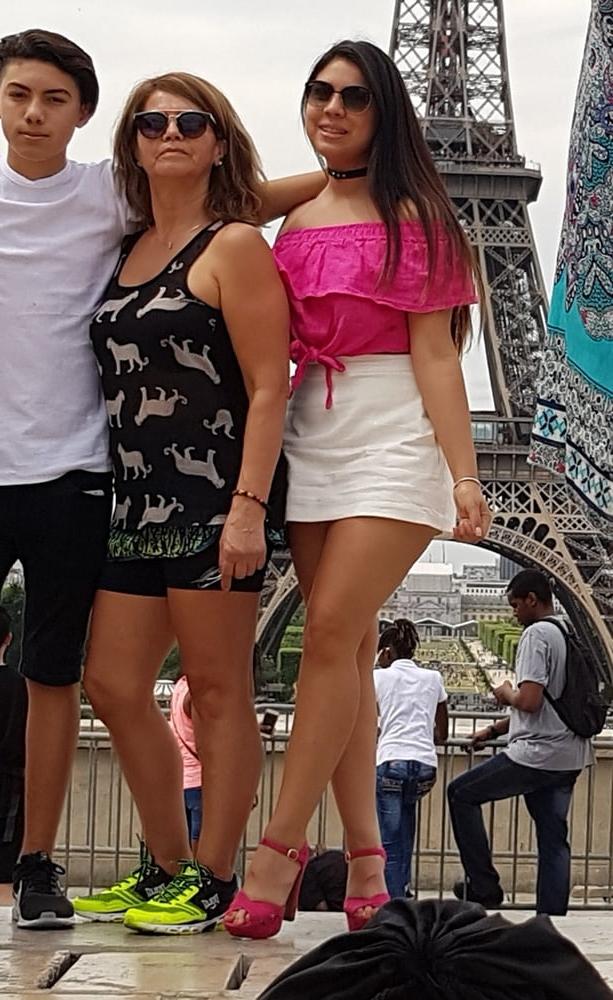 16P pretty woman in skirt, and pink heels