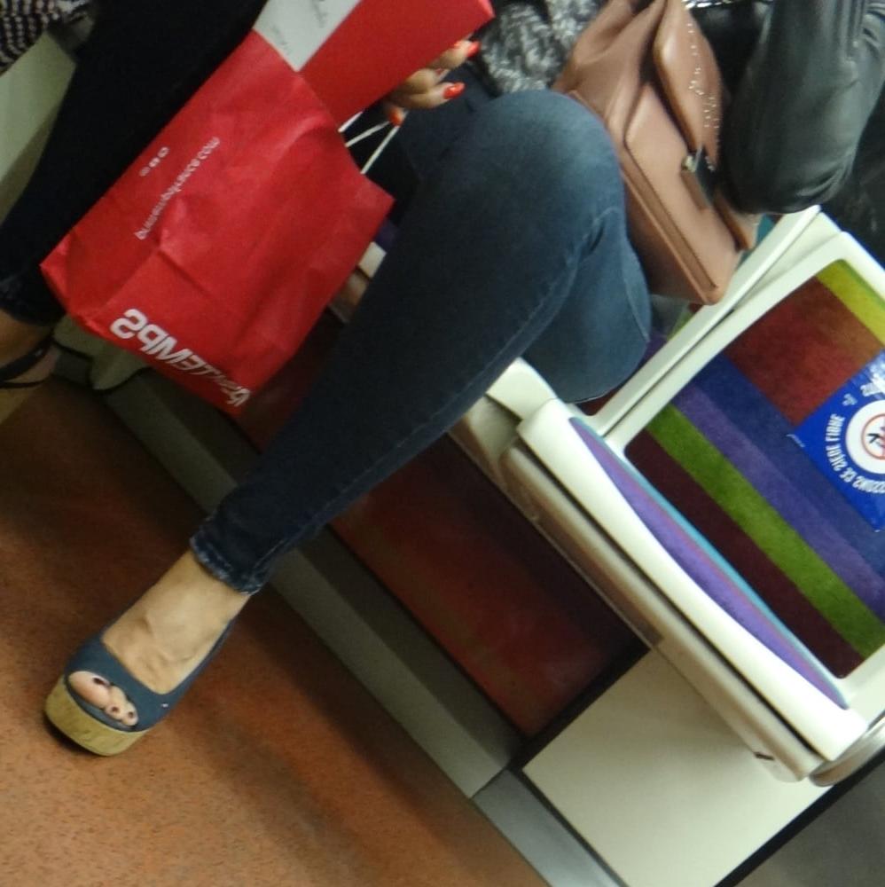 25P Candid hot mature in slingback wedges high heels