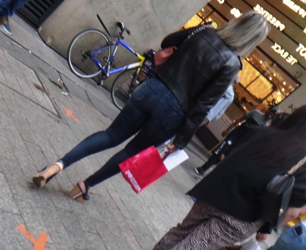 25P Candid hot mature in slingback wedges high heels