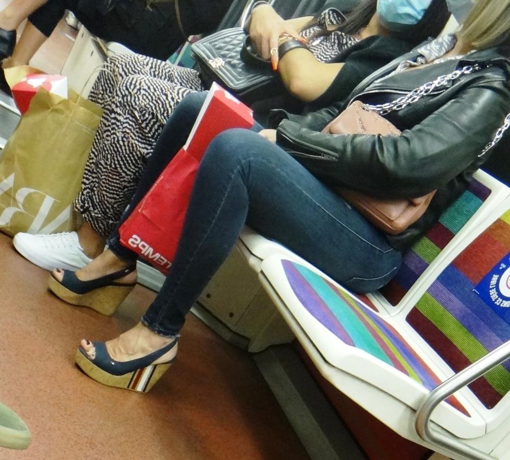 25P Candid hot mature in slingback wedges high heels