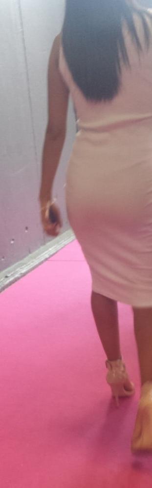 25P hot brunette white dress sexy ass high heels hot body
