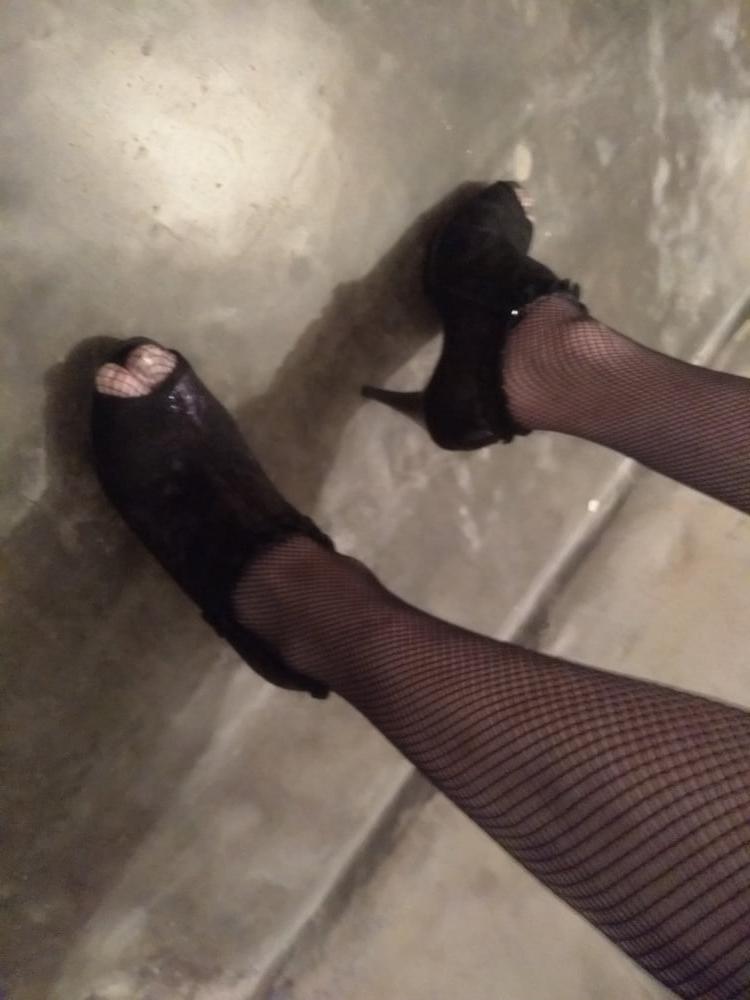 5P High Heels in Netzstreumpfhose