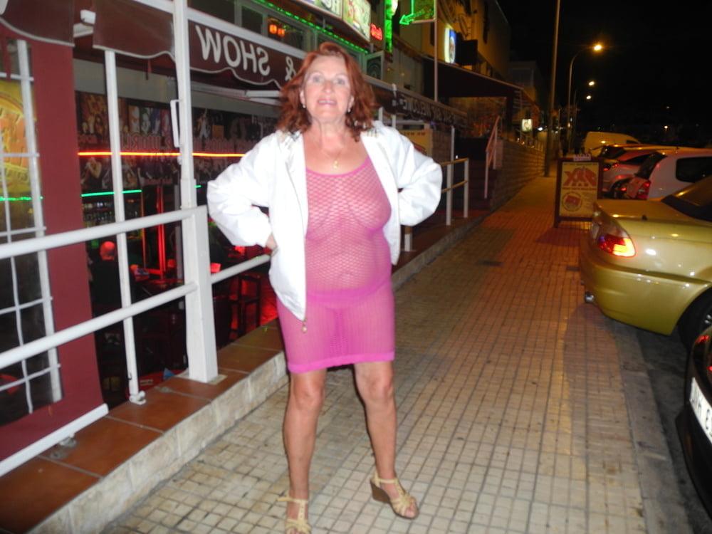 25P Hot granny flashing in purple see-thru mesh dress