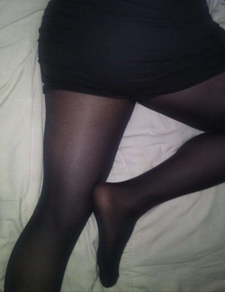 7P My siters pantyhose skirt she wore out with friends allday