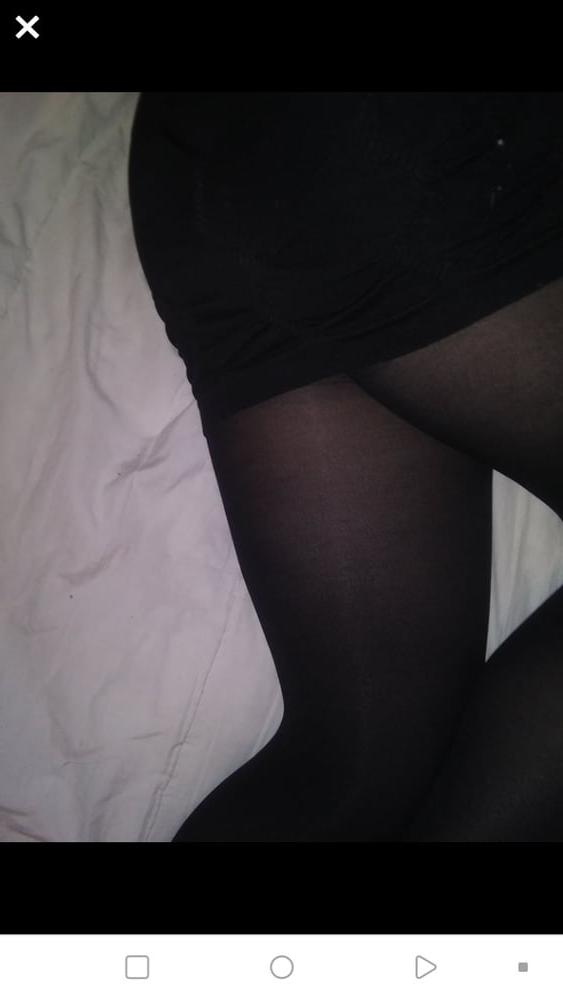 7P My siters pantyhose skirt she wore out with friends allday