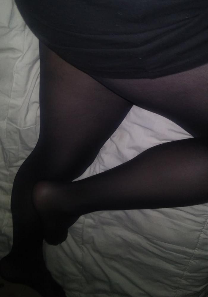 7P My siters pantyhose skirt she wore out with friends allday