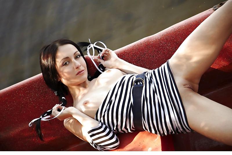 15P Pigtails Brunette On Small Boat,By Blondelover