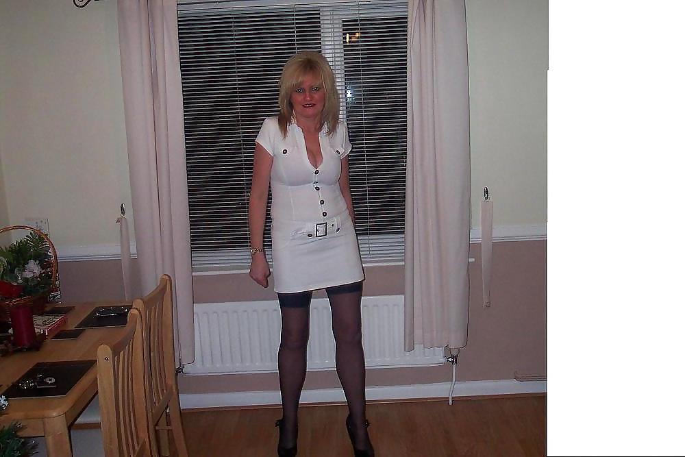9P UK Amateur Slut Milf Samantha White Dress
