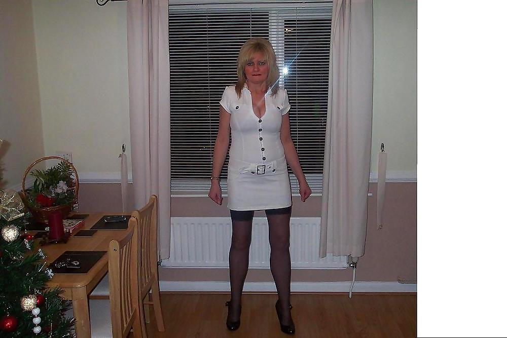 9P UK Amateur Slut Milf Samantha White Dress