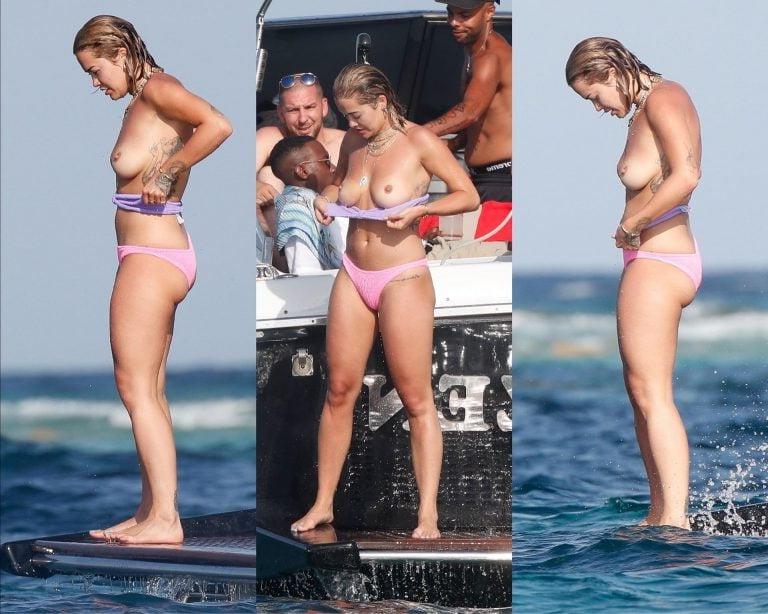 8P Rita Ora topless Ibiza vacation boat