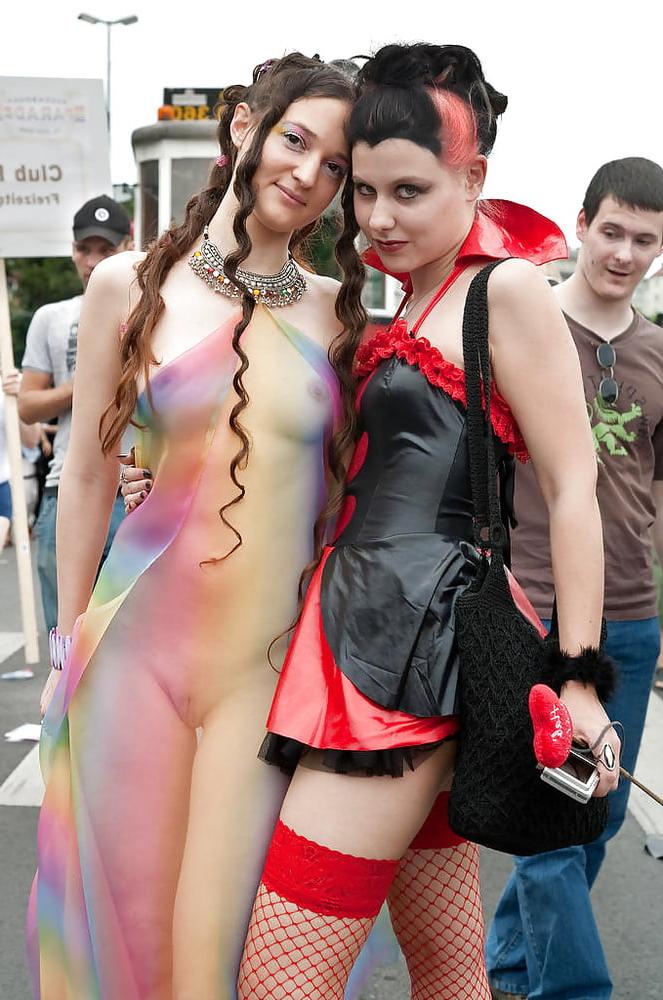 11P Shaved girl public with see through dress