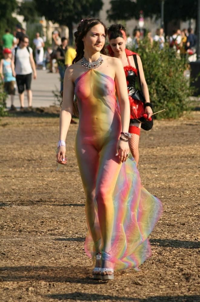 11P Shaved girl public with see through dress