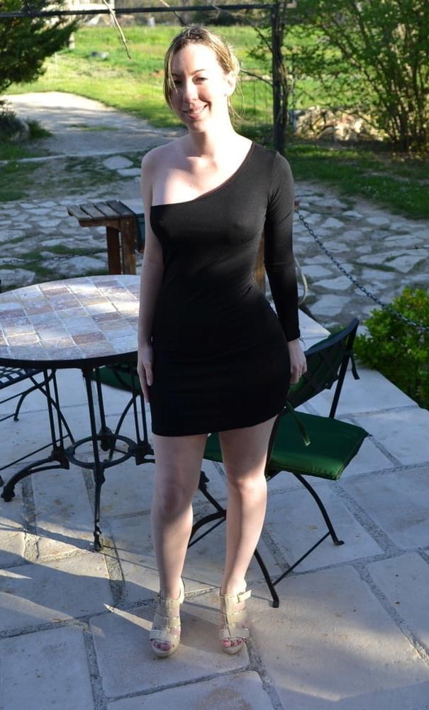 18P Flashing in Black Dress