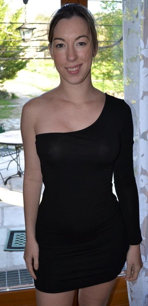 18P Flashing in Black Dress