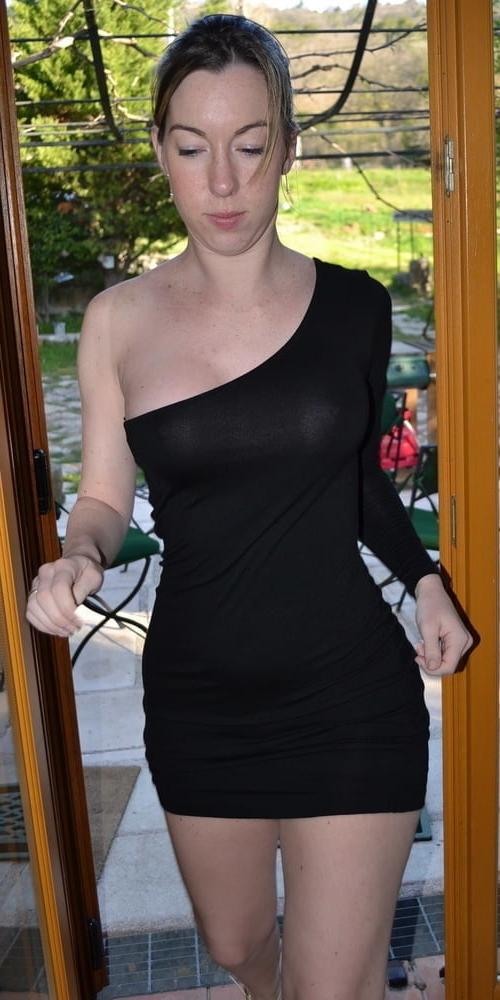 18P Flashing in Black Dress
