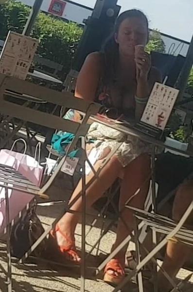 23P sexy girl with high heels mini skirt and big tits suck