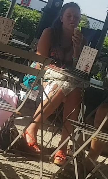 23P sexy girl with high heels mini skirt and big tits suck