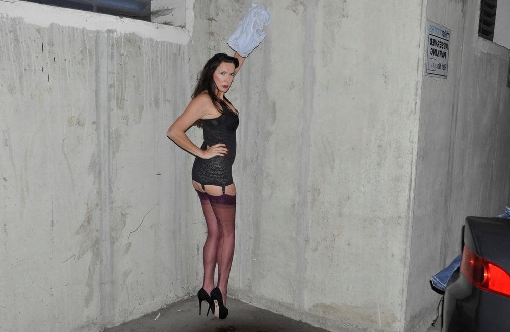 25P Jane In Stockings And Heels At The Carpark