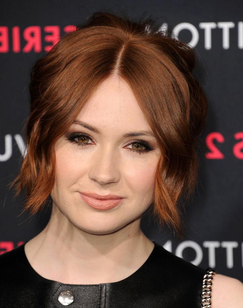 25P Karen Gillan - Leather dress