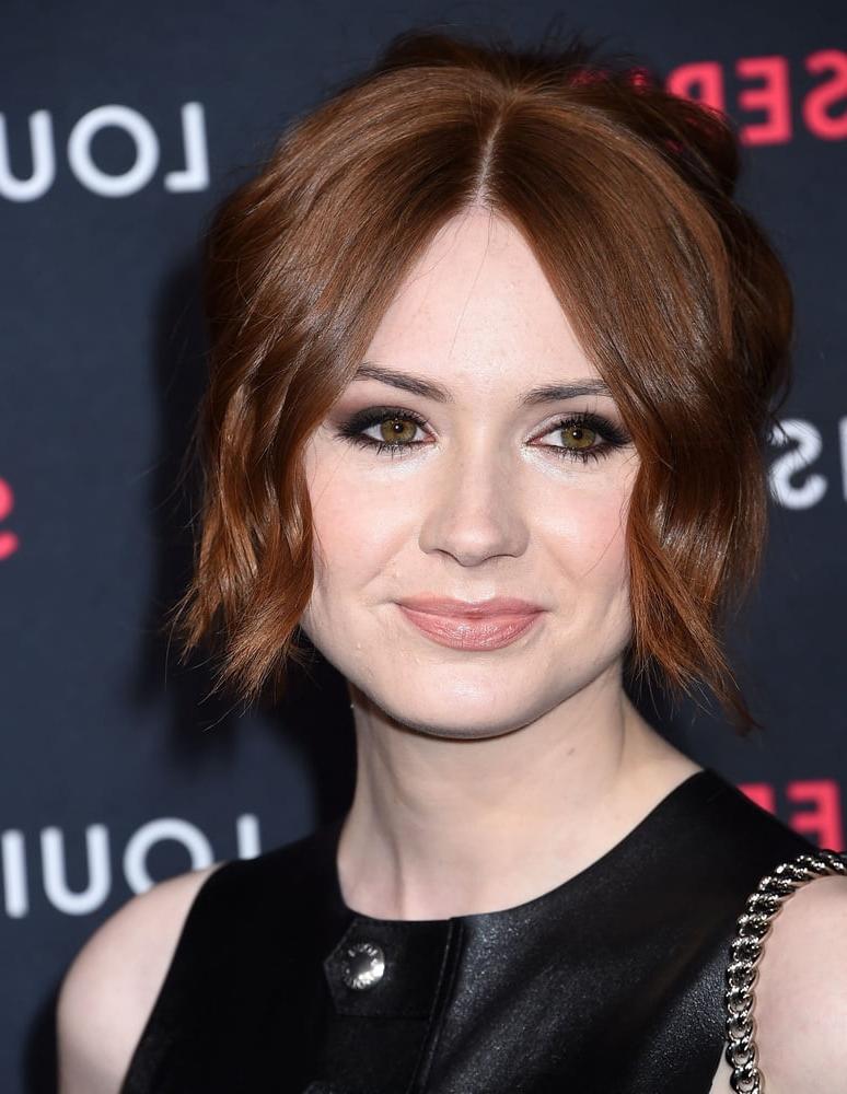 25P Karen Gillan - Leather dress