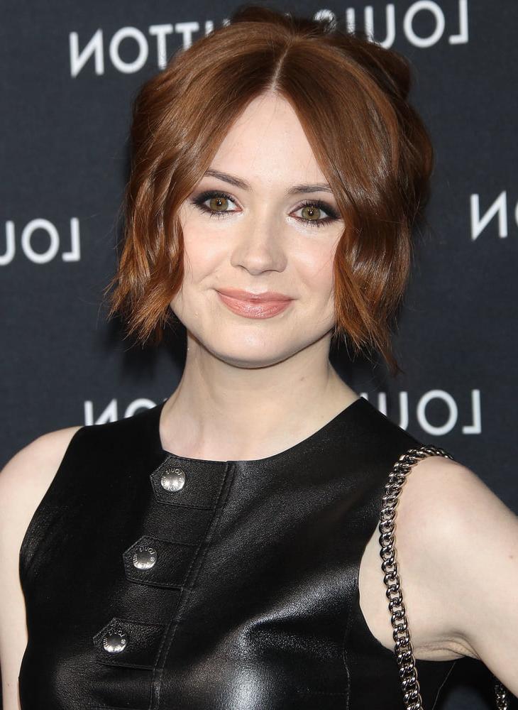 25P Karen Gillan - Leather dress