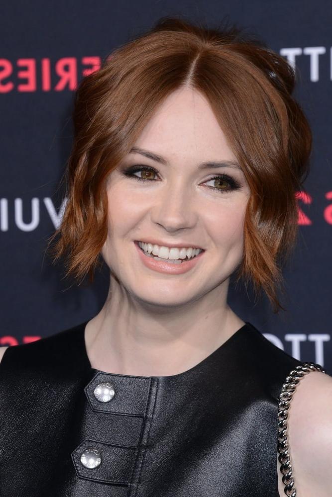 25P Karen Gillan - Leather dress
