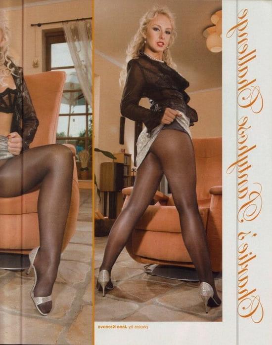 9P Leg Show Magazine - Blonde in Black Pantyhose