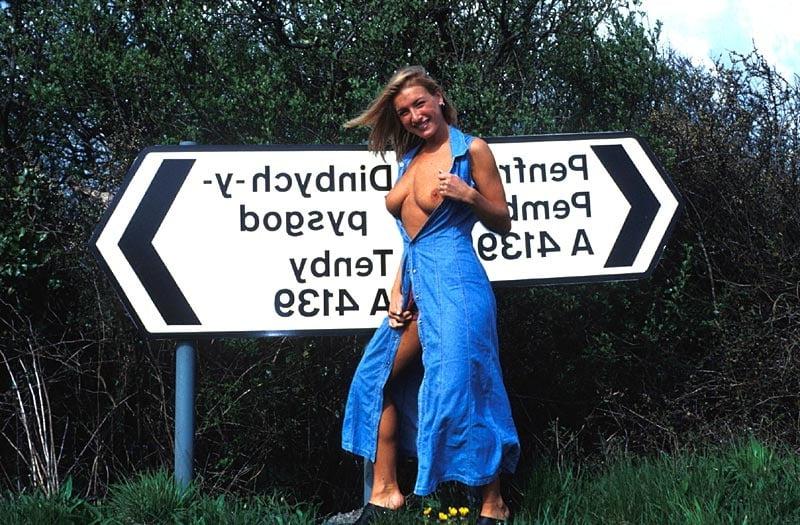 25P EMMA in DENIM DRESS uk flashers