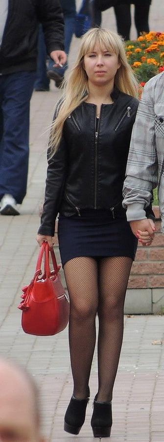 20P Street Pantyhose - Russian Micro Fishnets Blonde Slag