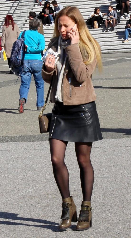 25P Street Pantyhose - French Sluts in PH and Leather Skirts