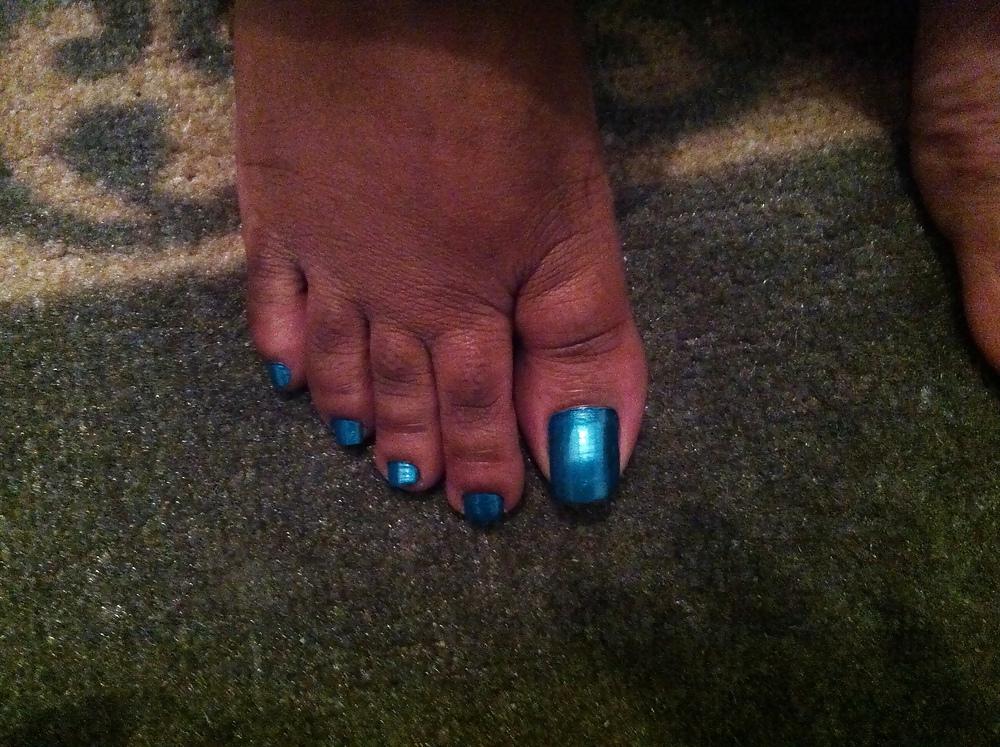 25P Teal Blue Toes Footjob