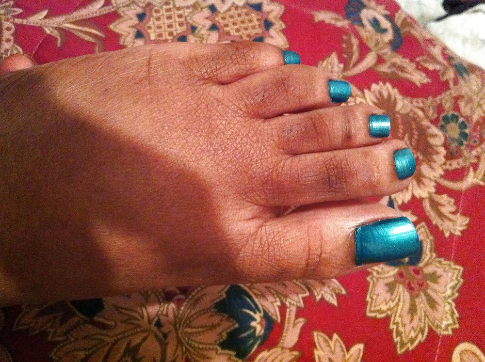 25P Teal Blue Toes Footjob