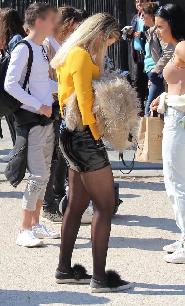 25P Street Pantyhose - French Sluts in PH and Leather Skirts