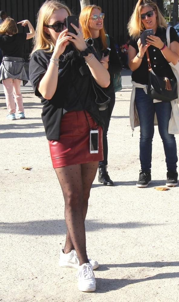 25P Street Pantyhose - French Sluts in PH and Leather Skirts