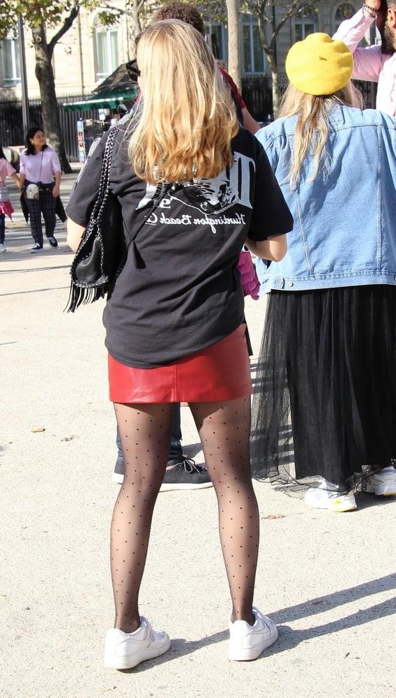 25P Street Pantyhose - French Sluts in PH and Leather Skirts