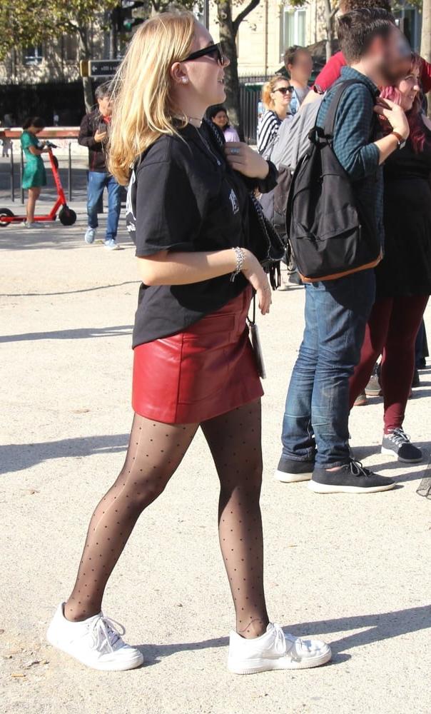 25P Street Pantyhose - French Sluts in PH and Leather Skirts