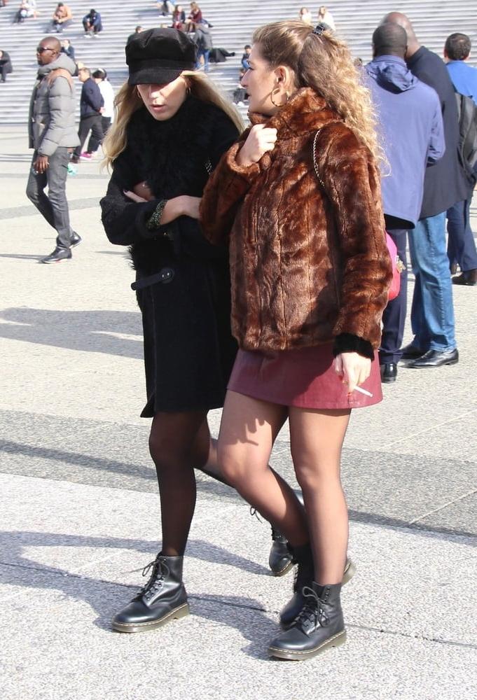25P Street Pantyhose - French Sluts in PH and Leather Skirts