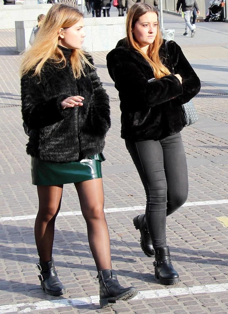 25P Street Pantyhose - French Sluts in PH and Leather Skirts