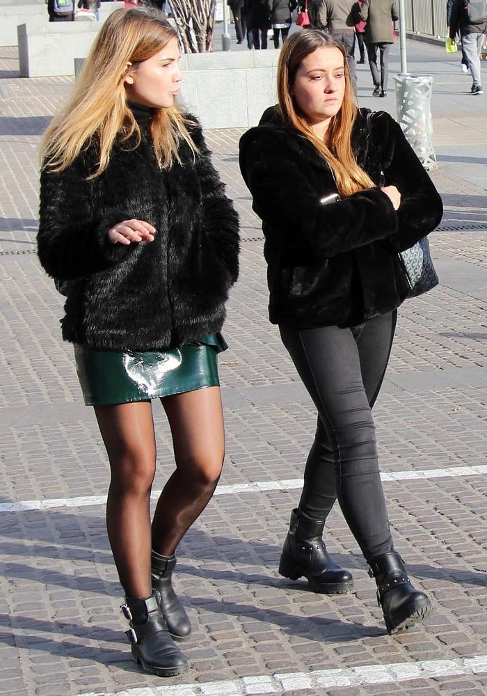 25P Street Pantyhose - French Sluts in PH and Leather Skirts