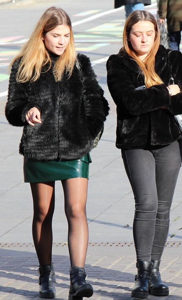 25P Street Pantyhose - French Sluts in PH and Leather Skirts