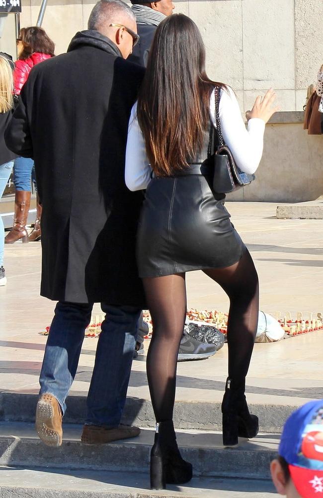 25P Street Pantyhose - Top French Slut in Leather Skirt