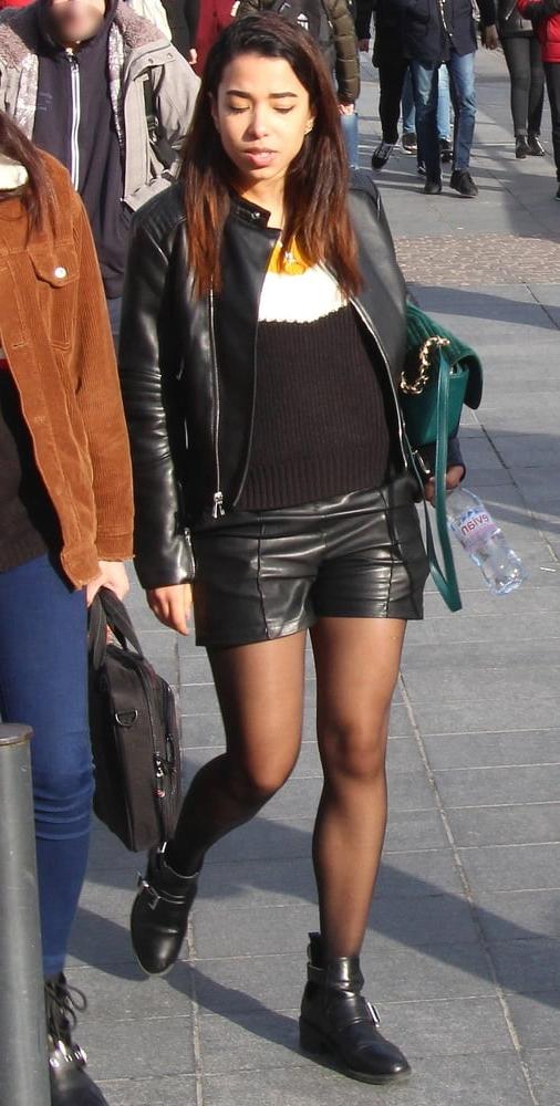 25P Street Pantyhose - French Sluts in PH and Leather Skirts