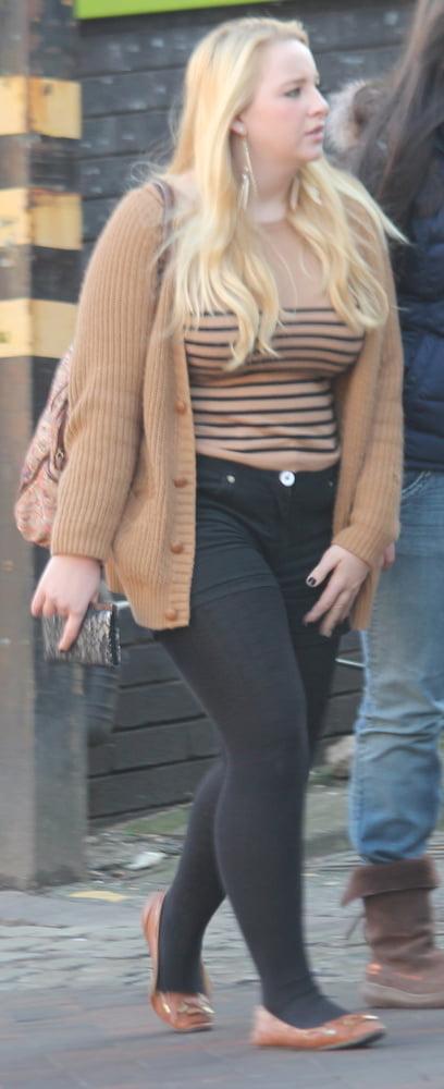 25P Street Pantyhose - Brit Pigs in Pantyhose 1 of 3
