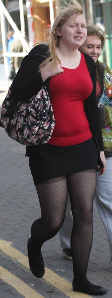 25P Street Pantyhose - Brit Pigs in Pantyhose 1 of 3