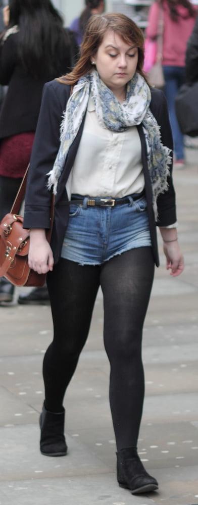 25P Street Pantyhose - Brit Pigs in Pantyhose 1 of 3