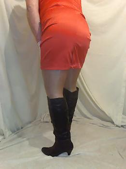 12P Sissy slut in lipstick, hose and hood.
